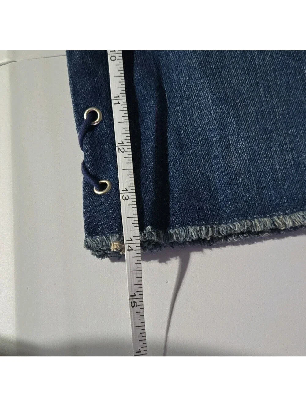 The Children's Place Girls 10 Blue Denim Mini Skirt Lace-Up Eyelets Pockets